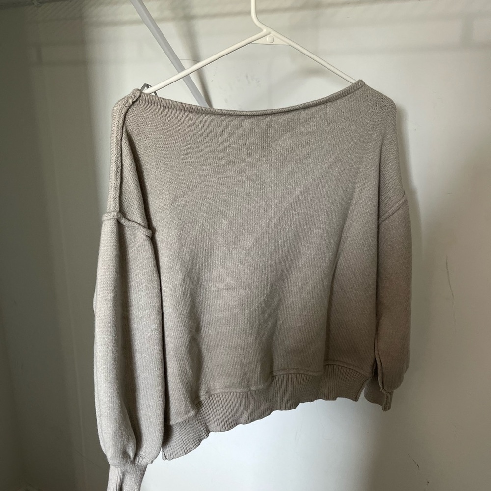 Gray pink blush maternity sweater
